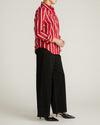 Woman wearing Henning x US Madison Shirt - Red/Black/White Stripe from Universal Standard