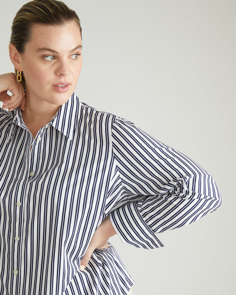 Henning x US Madison Shirt - White/Navy Stripe