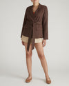 Belted Double Breasted Linen Blend Blazer - Sophisticated Brown | Plus Size & Straight Size Women's Fashion | Universal Standard