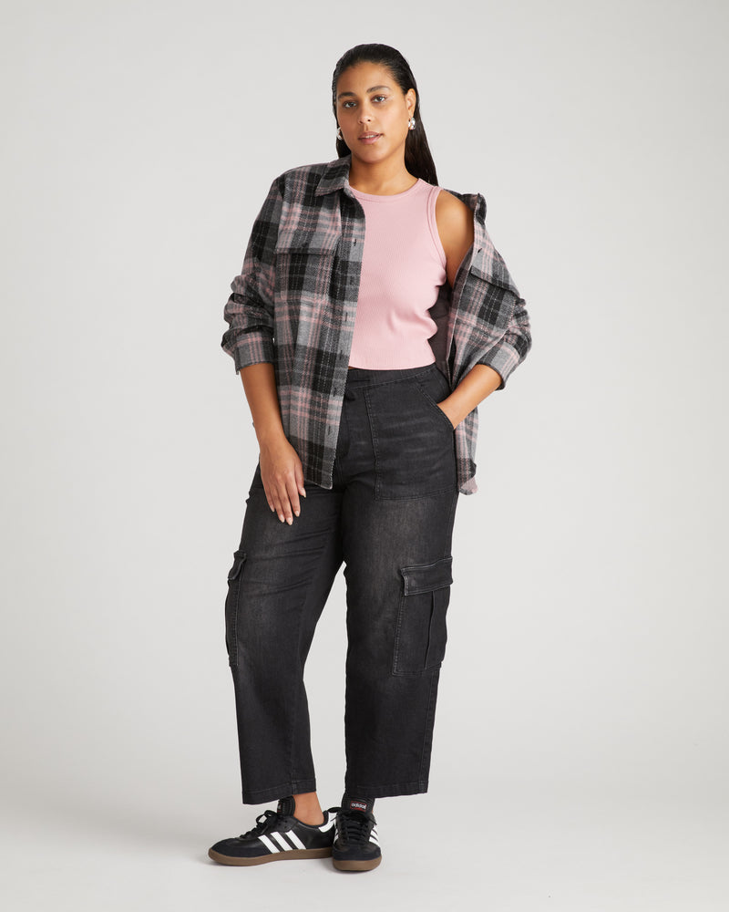 Jordan x US Millennial Stretch Flannel Shirt - Lavender Plaid