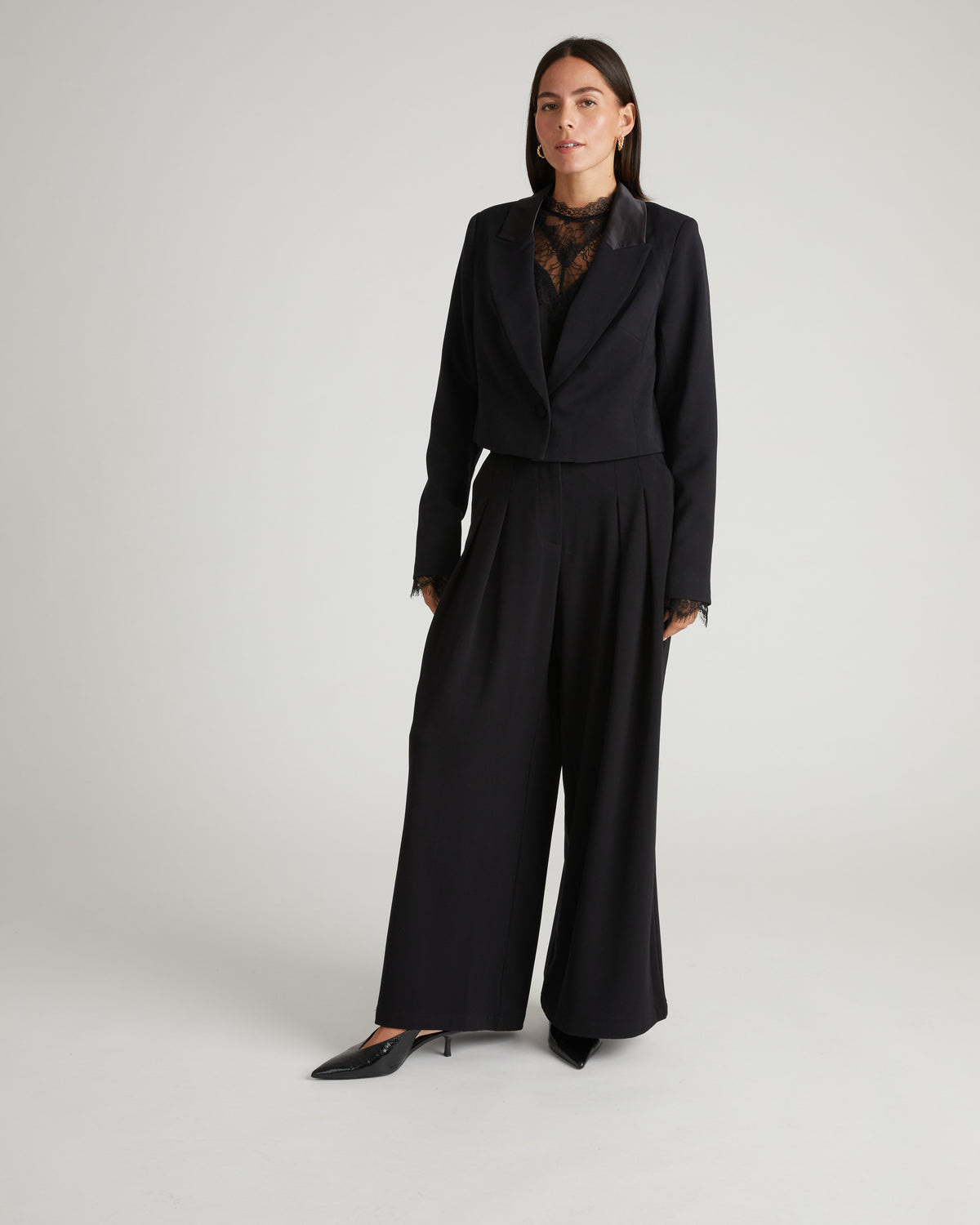 US x Lauren Chan Wide Leg Tuxedo Pants - Black | Plus Size & Straight Size Women's Fashion | Universal Standard