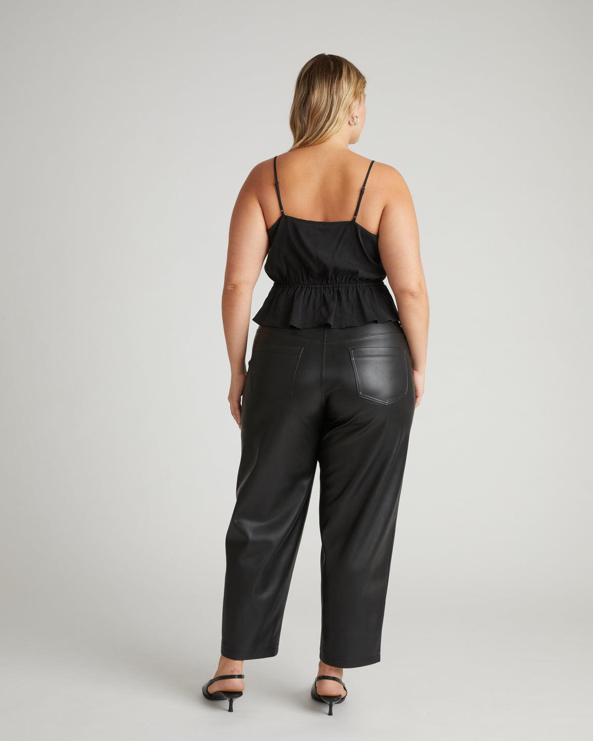 US x Lauren Chan Faux Leather Barrel Leg Pants - Black | Plus Size & Straight Size Women's Fashion | Universal Standard