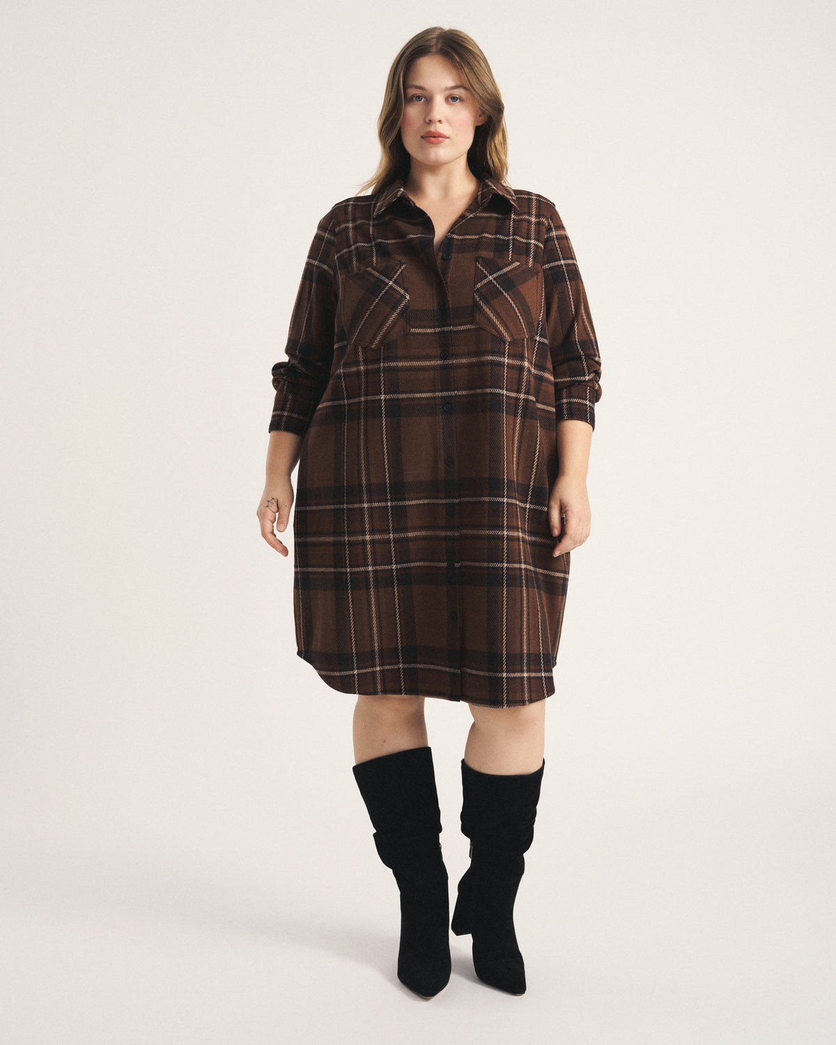 Maine Stretch Flannel Shirtdress - Essex Plaid | Plus Size & Straight Size Women's Fashion | Universal Standard