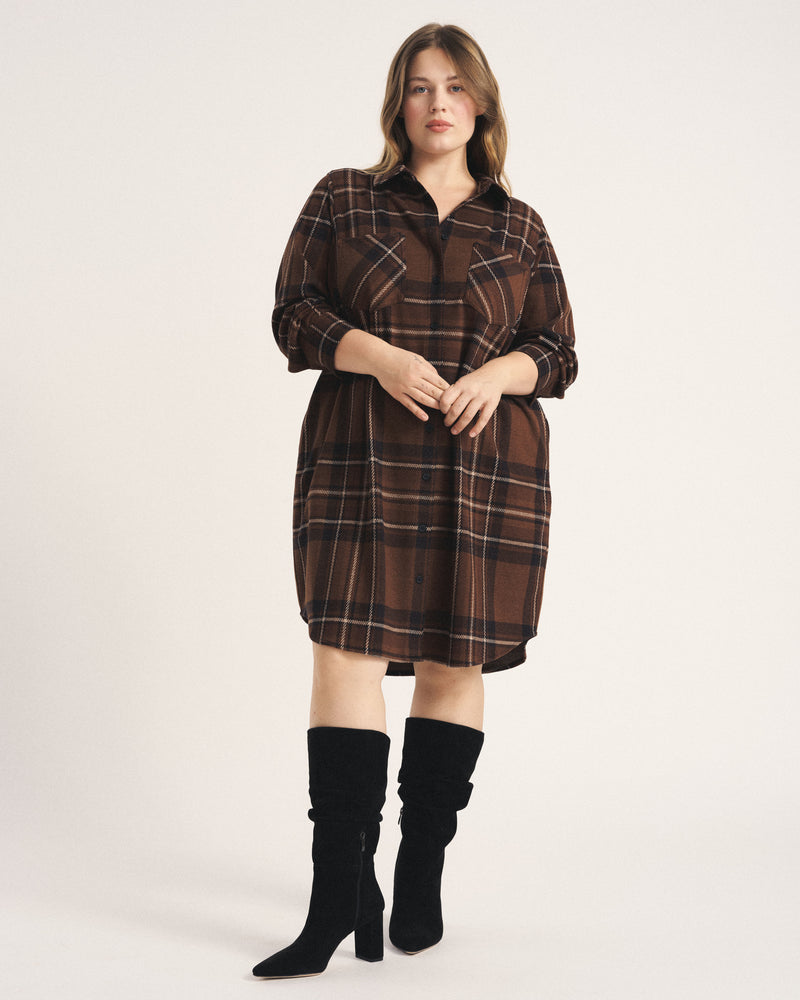 Maine Stretch Flannel Shirtdress - Essex Plaid | Plus Size & Straight Size Women's Fashion | Universal Standard