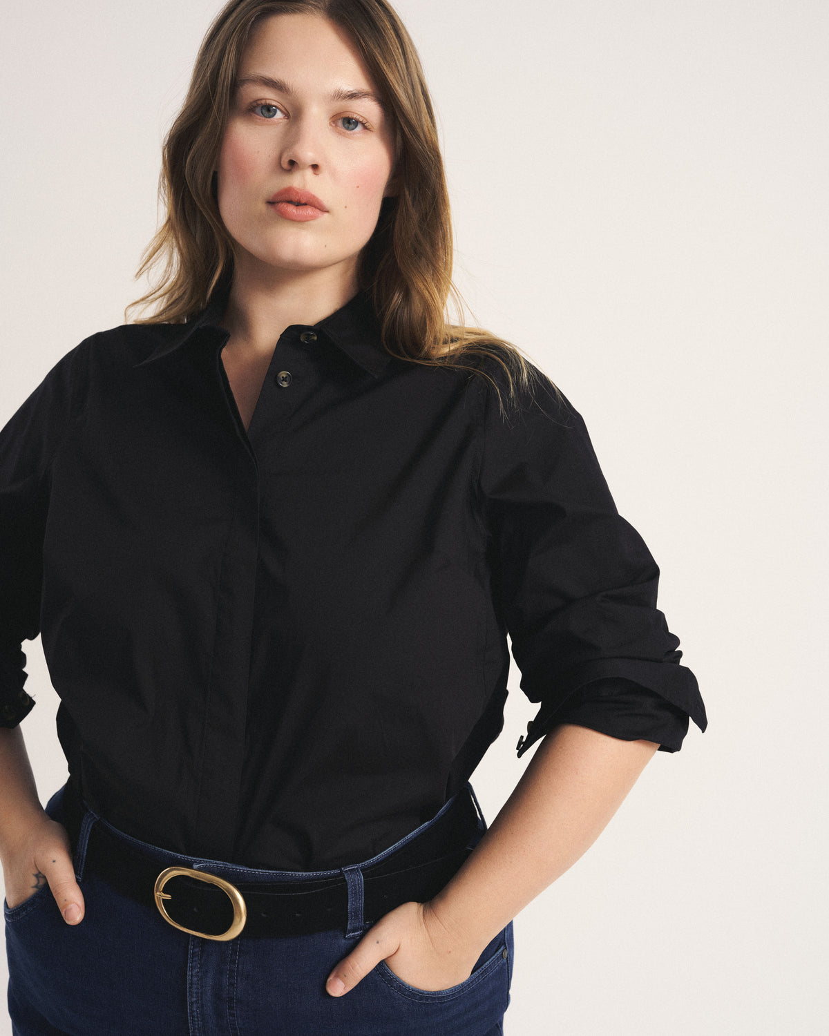 Elbe Stretch Poplin Shirt Classic Fit - Black