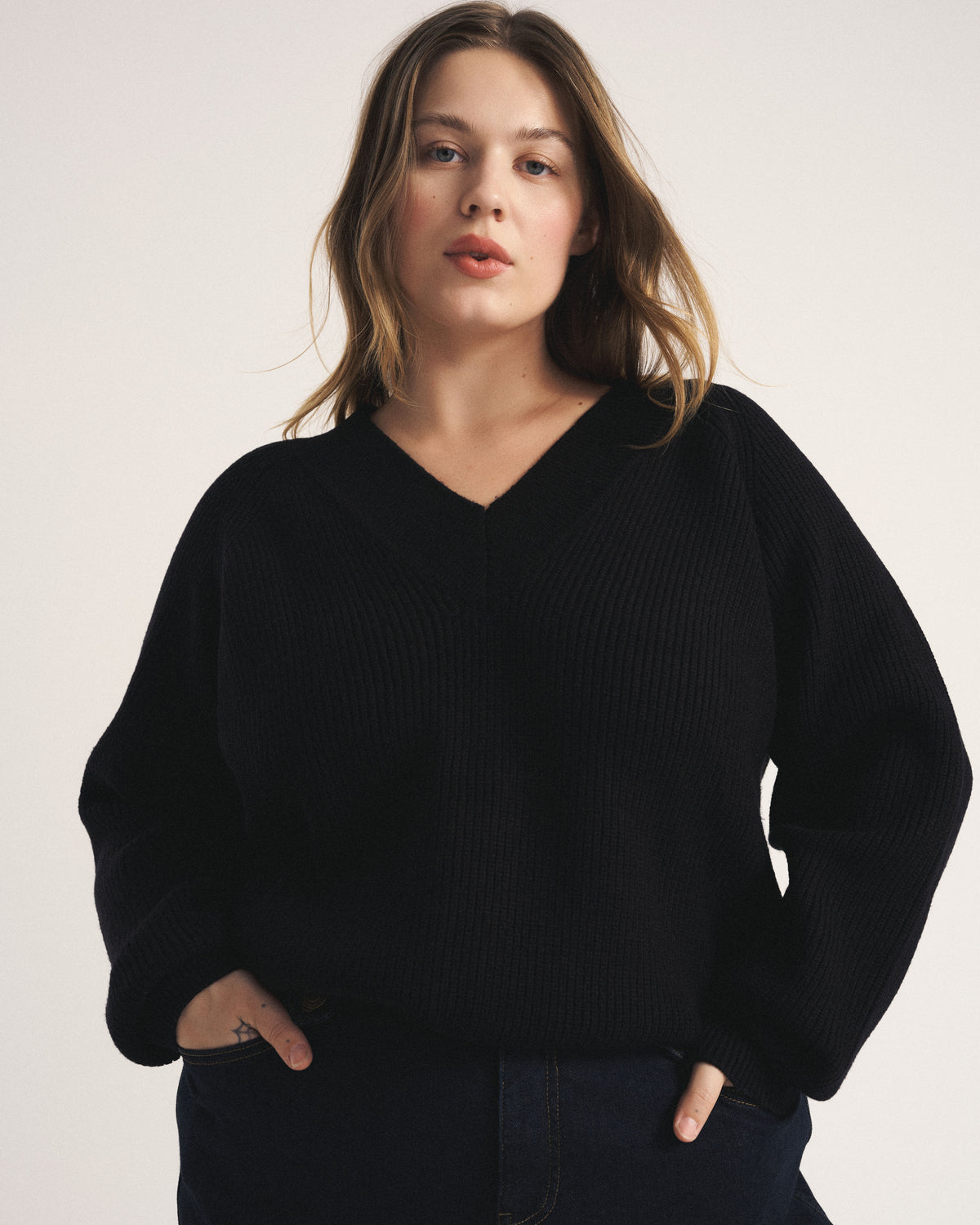 Tori V Neck Sweater - Black | Plus Size & Straight Size Women's Fashion | Universal Standard
