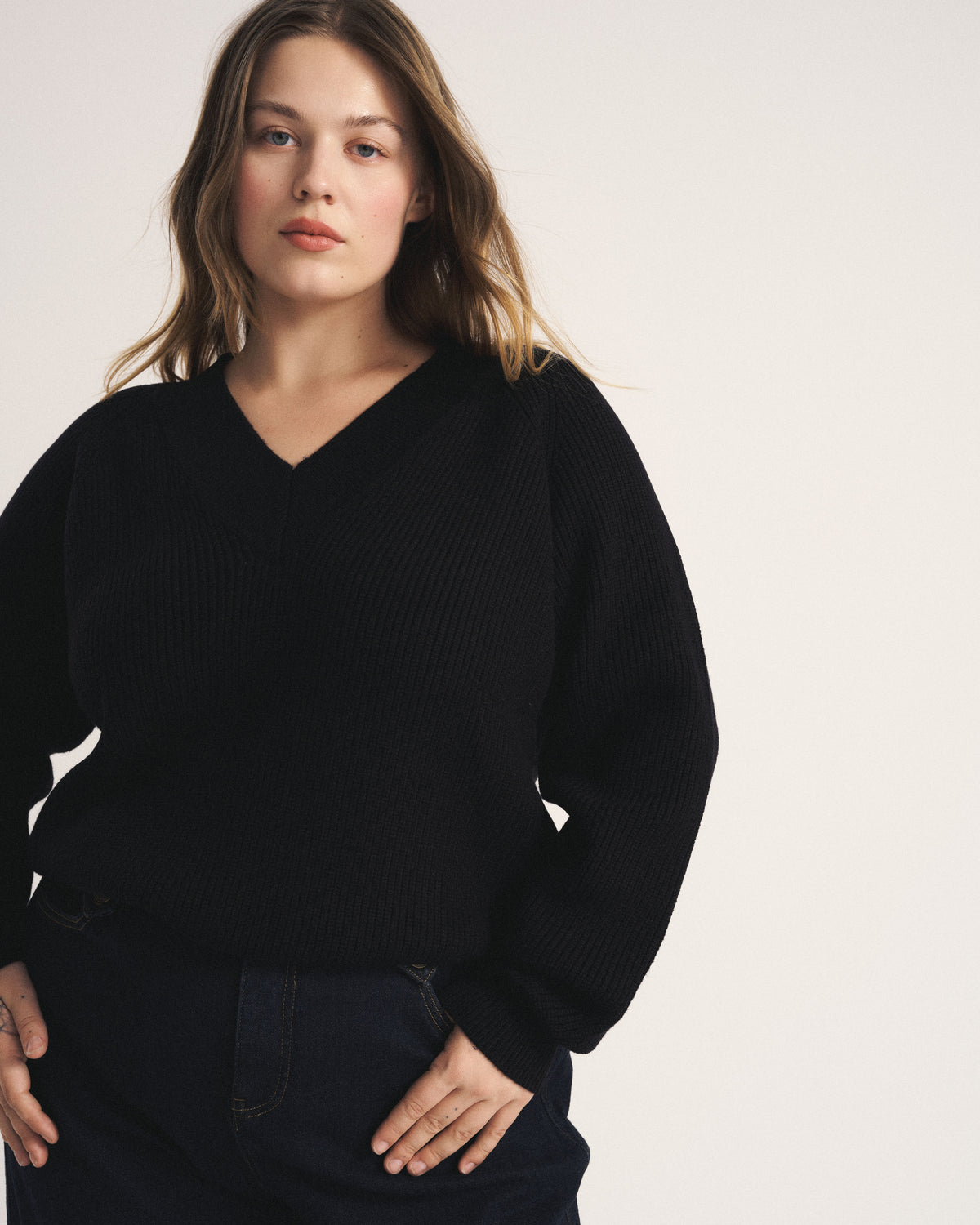 Tori V Neck Sweater - Black | Plus Size & Straight Size Women's Fashion | Universal Standard