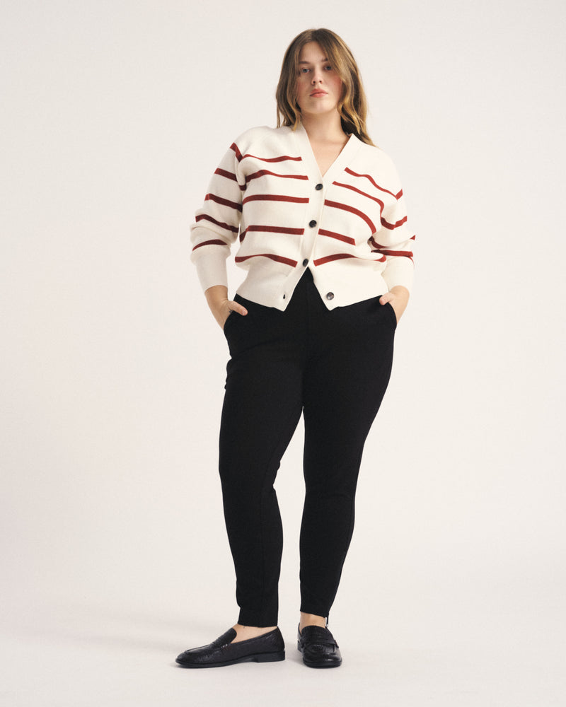 Better-Than-Wool Cardigan - Cream/Red Stripe | Plus Size & Straight Size Women's Fashion | Universal Standard