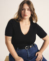 Cloud Rib Short Sleeve V-Neck Tee - Black | Plus Size & Straight Size Women's Fashion | Universal Standard