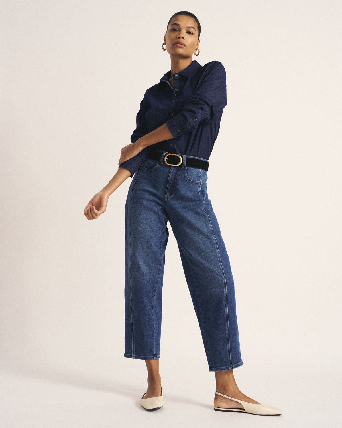 Minimalist Stretch Cotton Chambray Shirt - Dark Indigo | Plus Size & Straight Size Women's Fashion | Universal Standard