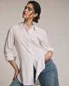 Woman wearing Cooling Stretch Cupro Artist Shirt - White from Universal Standard
