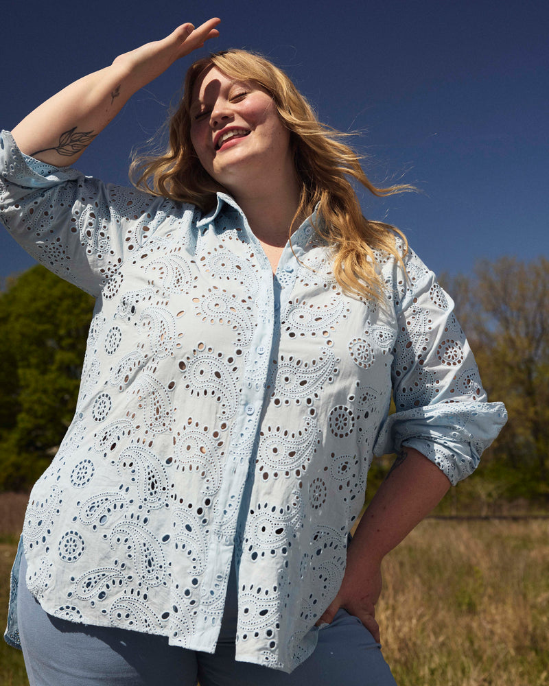 The Artist Cotton Eyelet Shirt - Light Blue