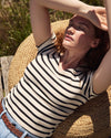 Carey Ribbed Top - Ecru/Black Stripe