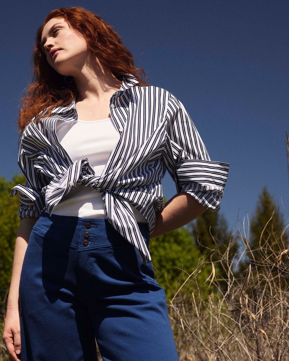 Henning x US Madison Shirt - White/Navy Stripe