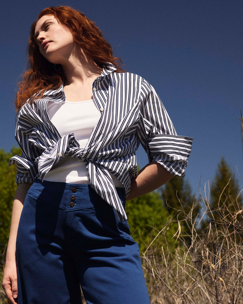 Henning x US Madison Shirt - White/Navy Stripe