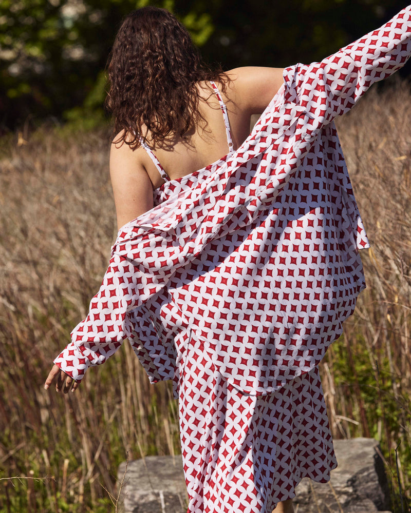 Cooling Stretch Cupro Artist Shirt - Morningstar Print in Red