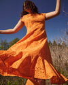 Sunset Cotton Eyelet Flounce Dress - Arancia