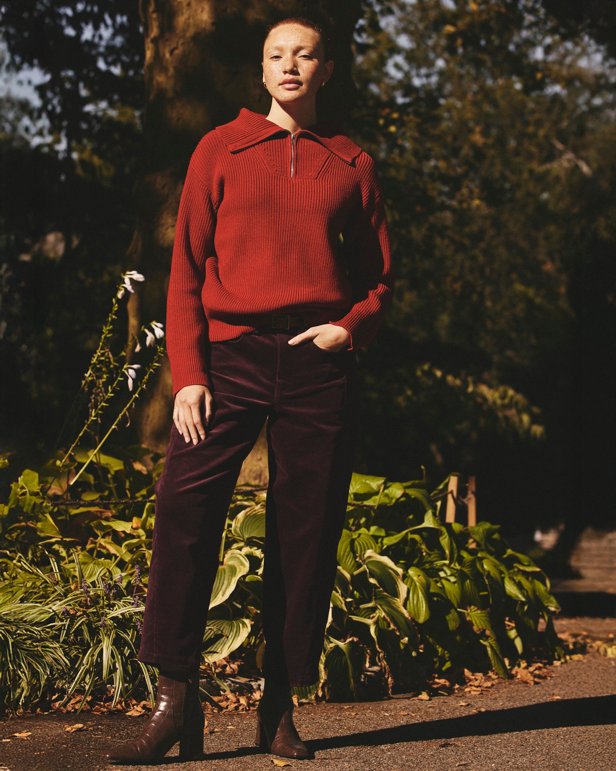 Dakota Twisted Leg Corduroy Pants - Gamay
