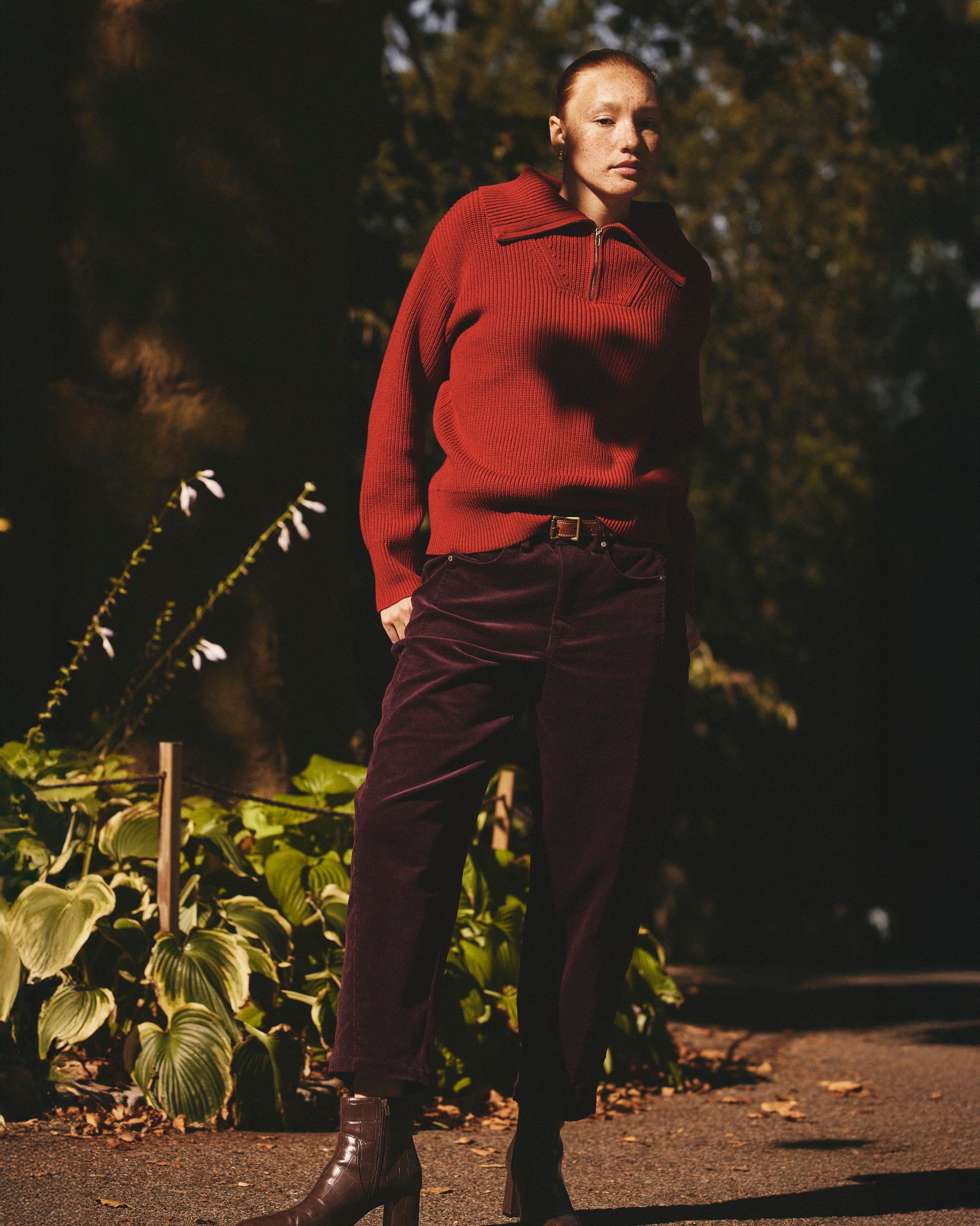 Dakota Twisted Leg Corduroy Pants - Gamay
