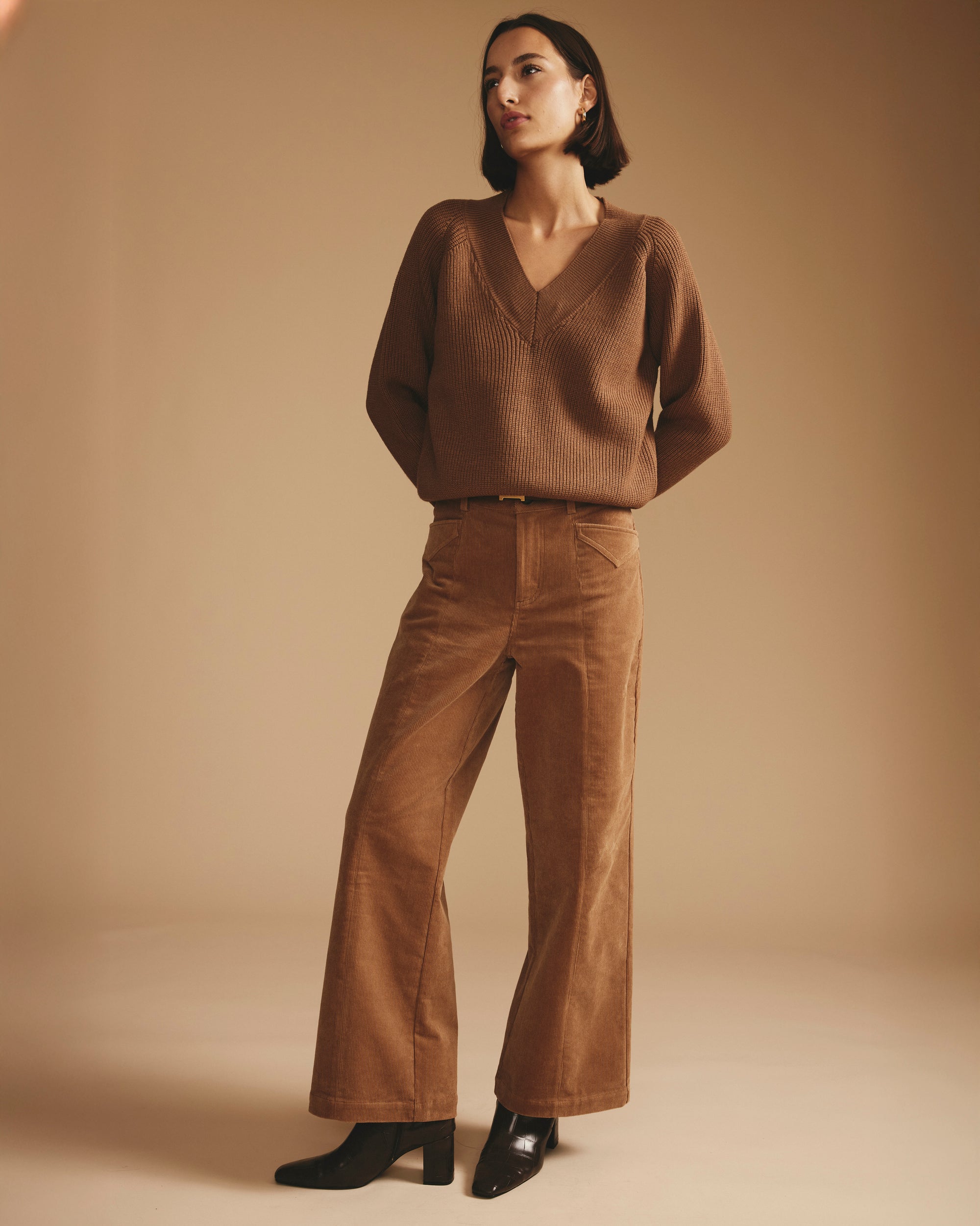Camila Wide Leg Corduroy Pants - Classic Camel