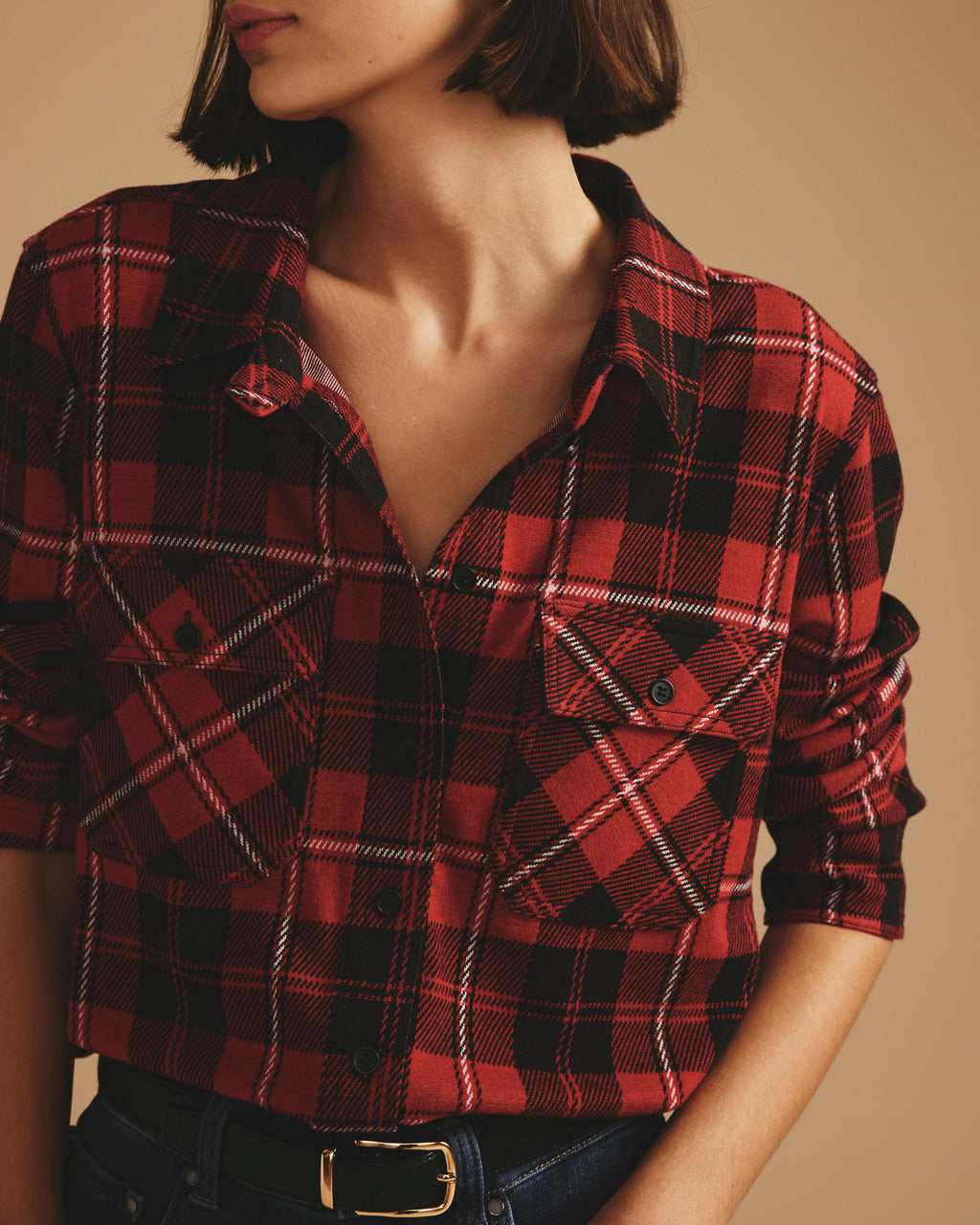 strapless open back dress Do It All Red Black Plaid Button Down Top, Large - The Mint Julep Boutique