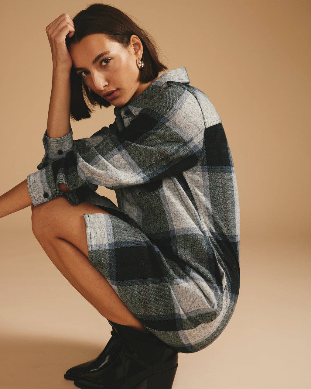 Maine Stretch Flannel Shirtdress - Mate Green Plaid Universal Standard Maine Stretch Flannel Shirtdress - Mate Green Plaid Universal Standard