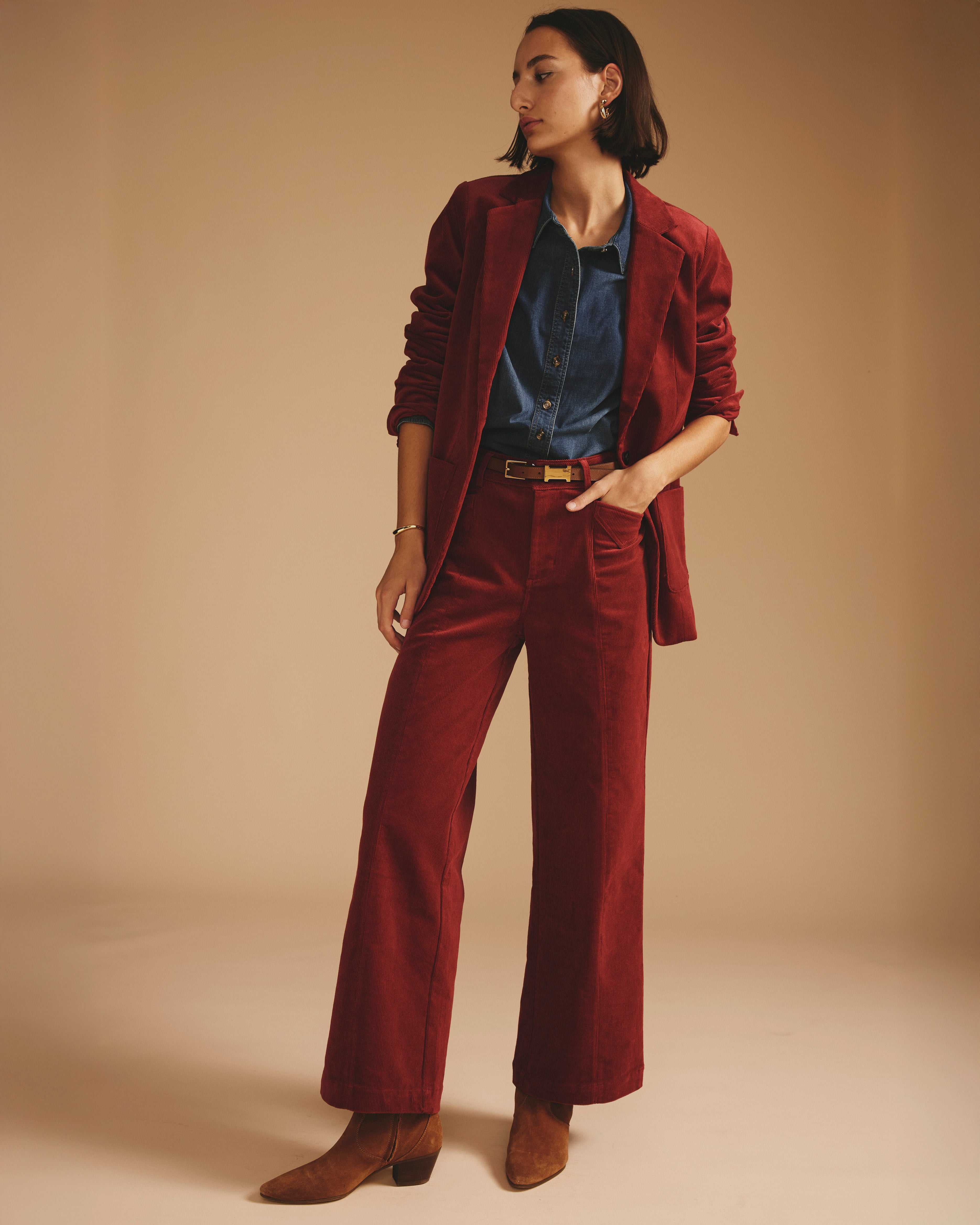 Camila Wide Leg Corduroy Pants - Autumnal Red – Universal Standard