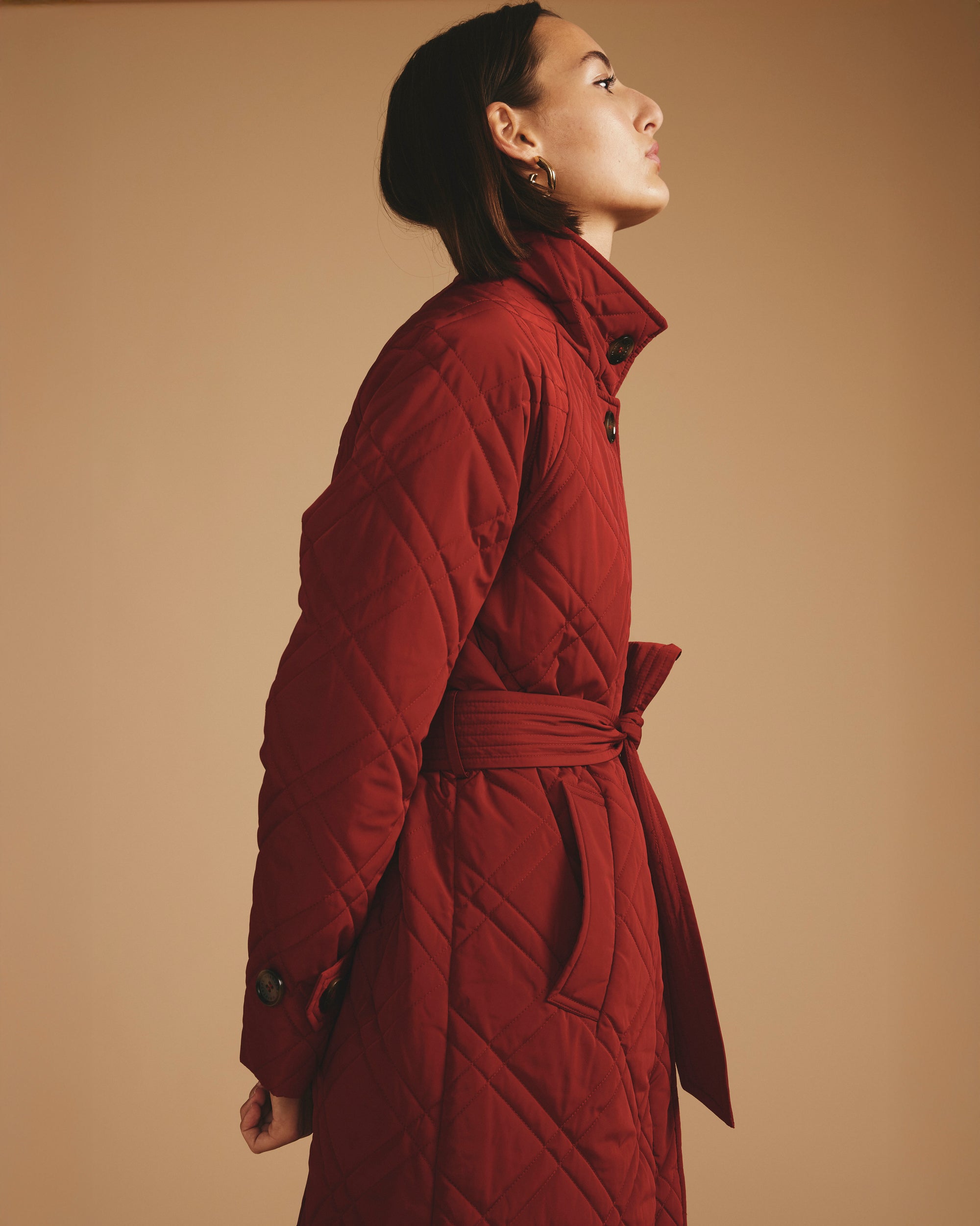 Nehra Quilted Coat - Autumnal Red