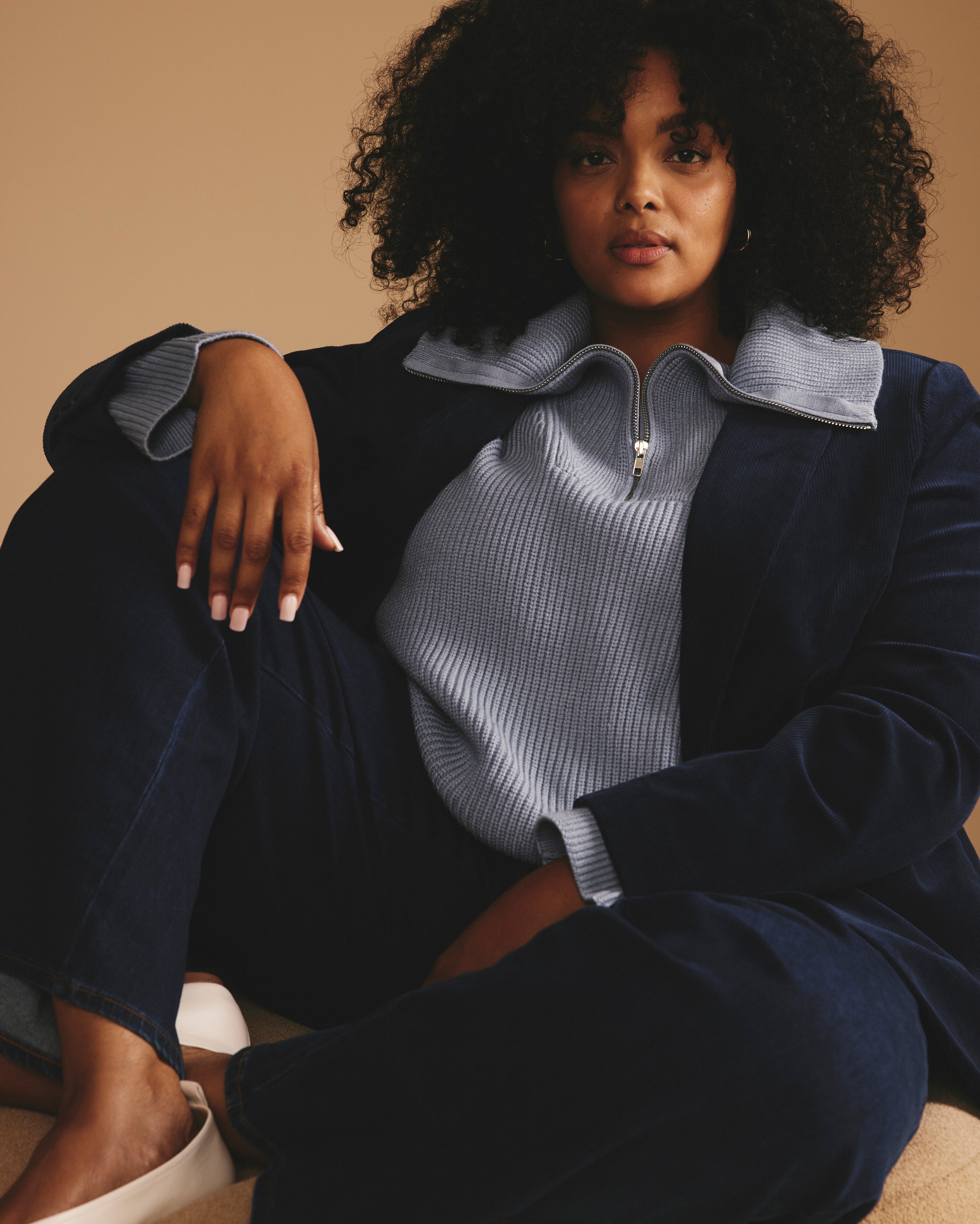 Brenda Zip Sweater - Blue Grey – Universal Standard