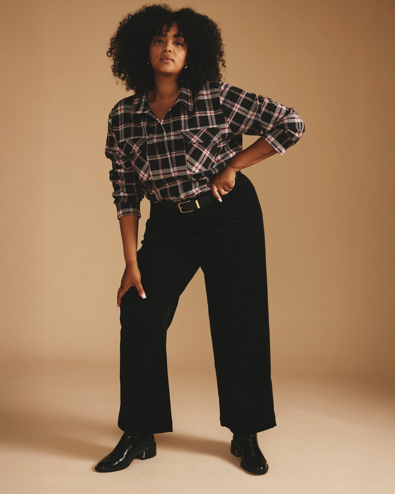 Camila Wide Leg Corduroy Pants - Black