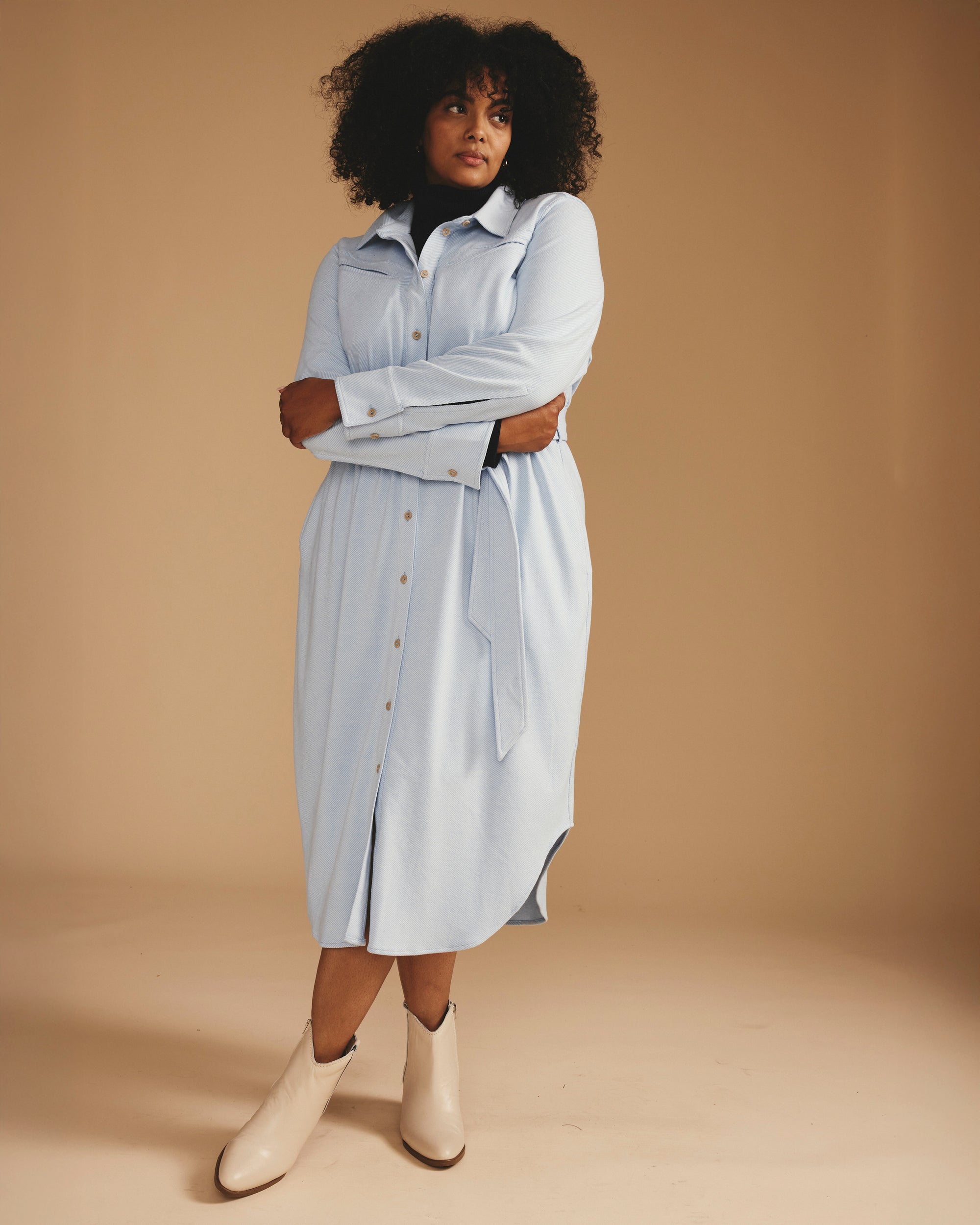 Morgan Stretch Flannel Shirtdress - Battenberg Twill