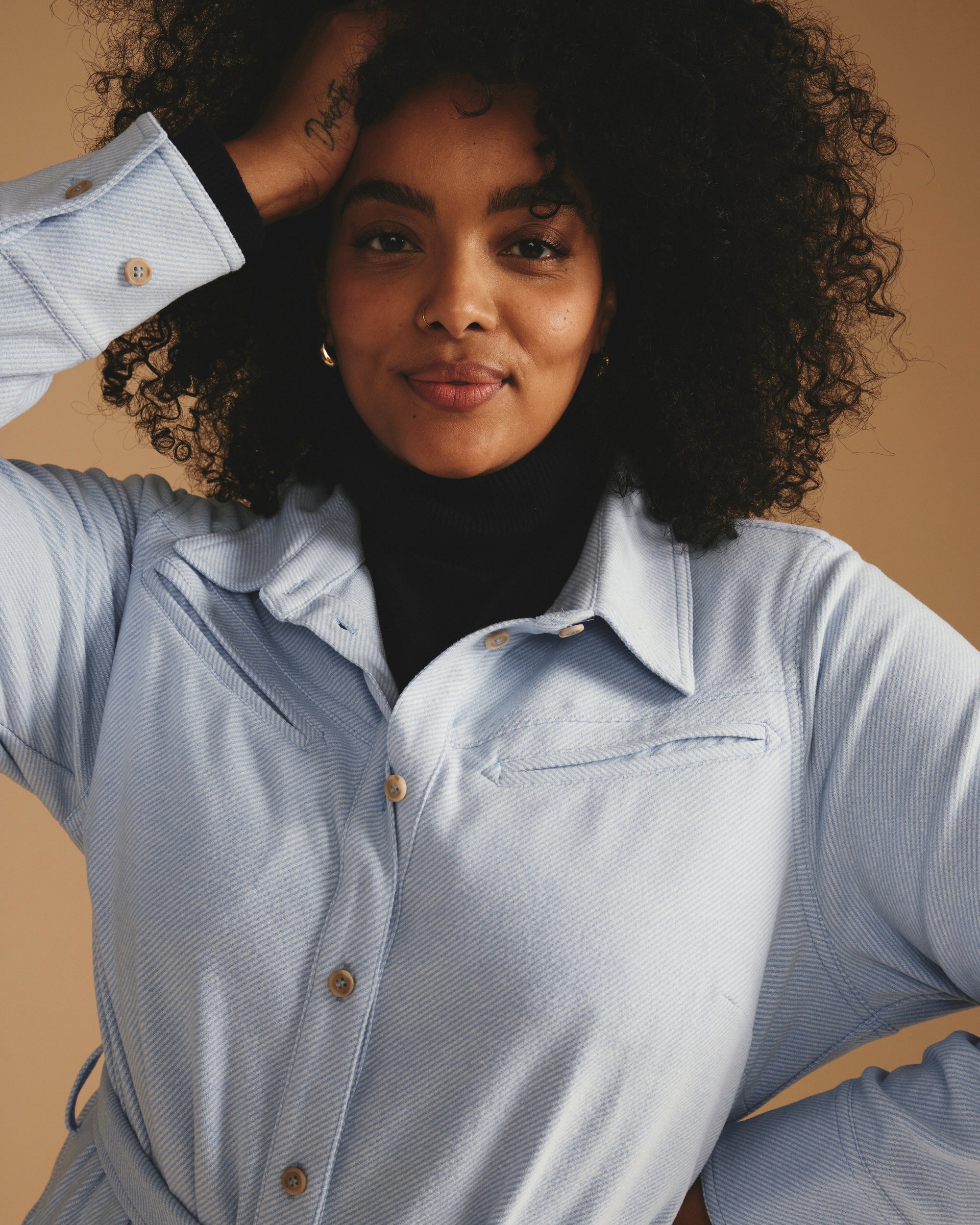 Morgan Stretch Flannel Shirtdress - Battenberg Twill