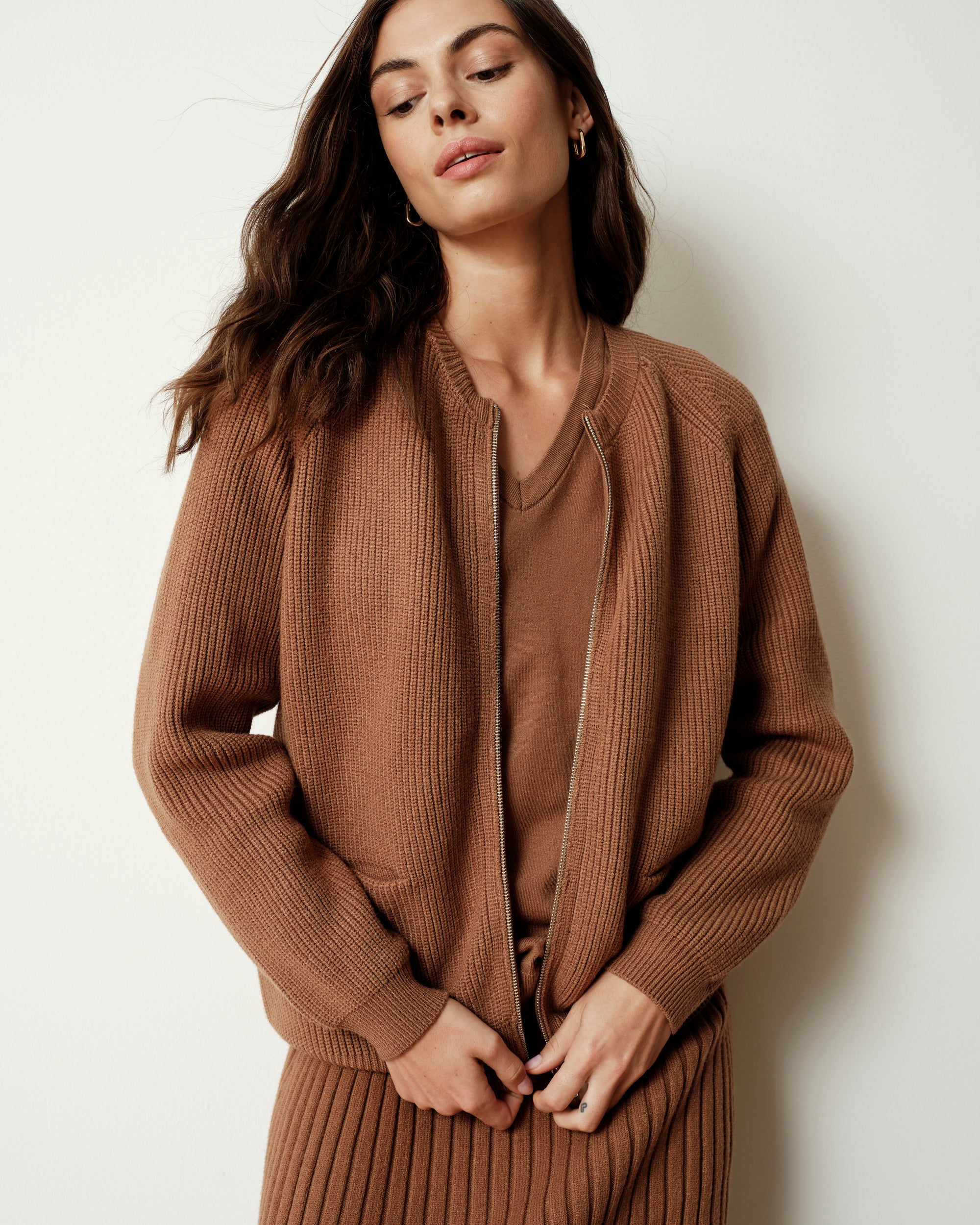 Better-Than-Wool Zip Cardigan - Classic Camel