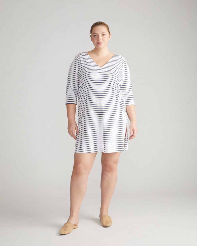 UltimateS Aubrey Sleep Dress - White/Cenote Stripe