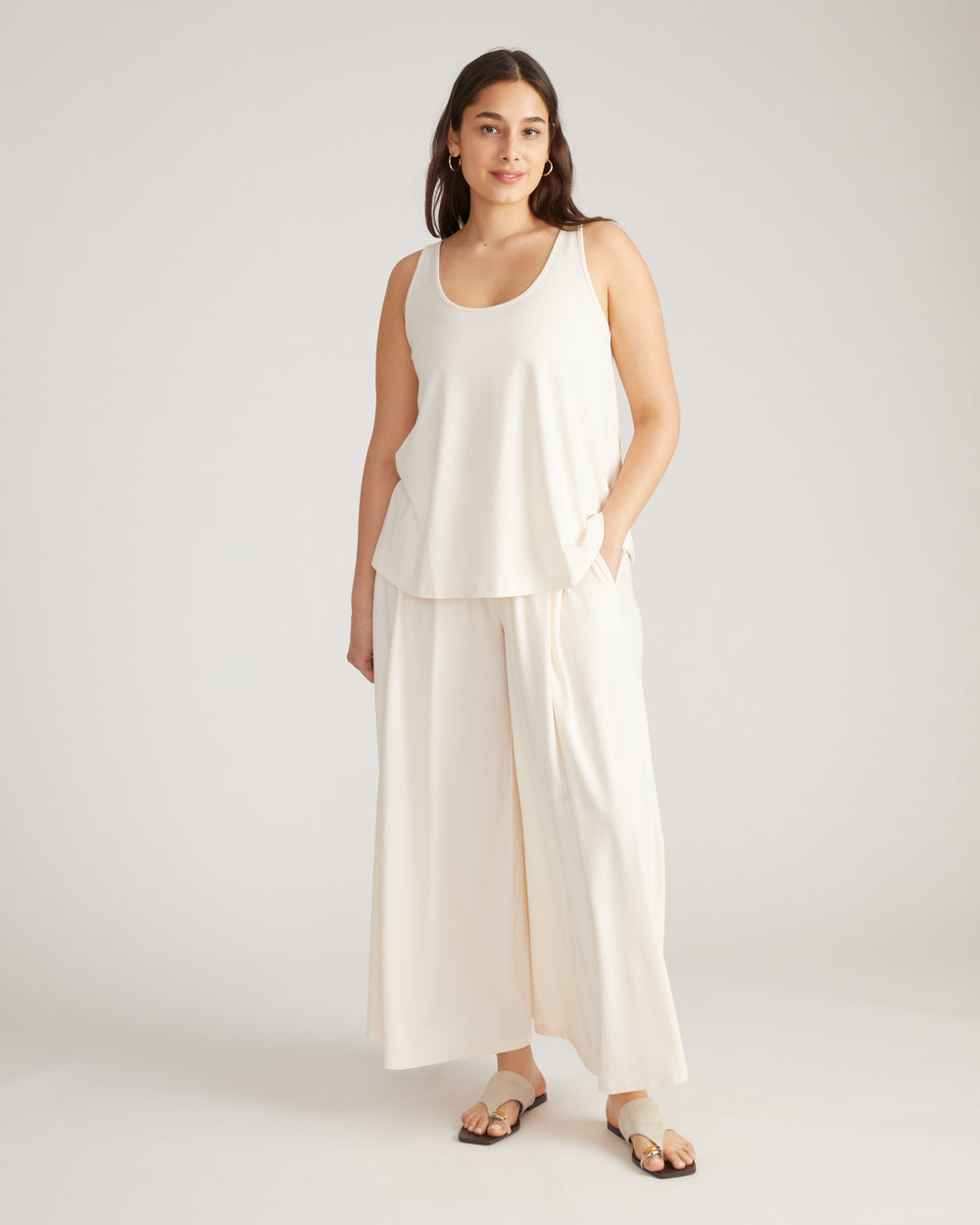 Isadora Wide Leg Lounge Pants - Porcelain