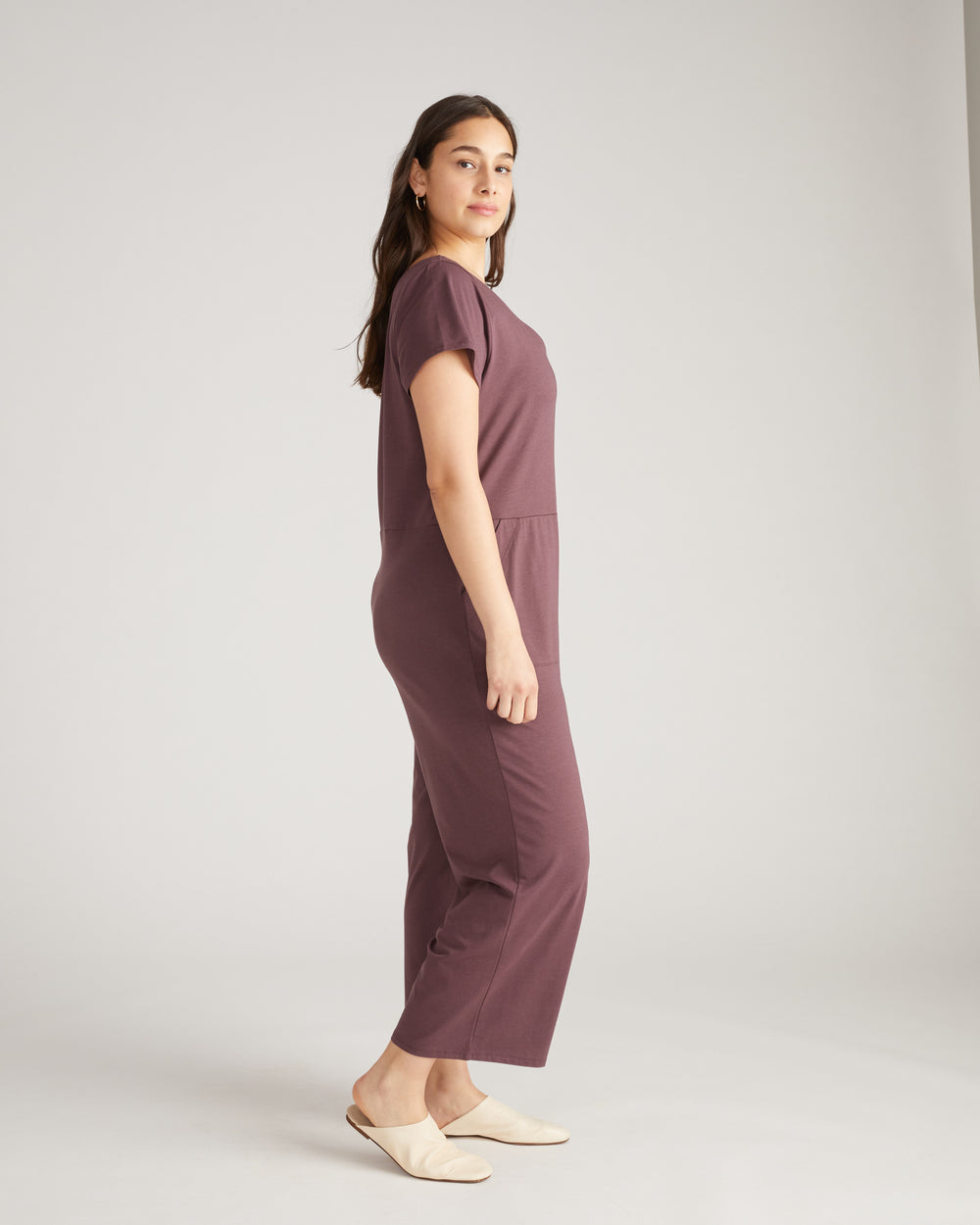 UltimateS Jemma V Neck Jumpsuit - Cassis