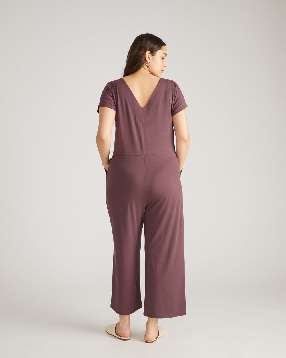 UltimateS Jemma V Neck Jumpsuit - Cassis