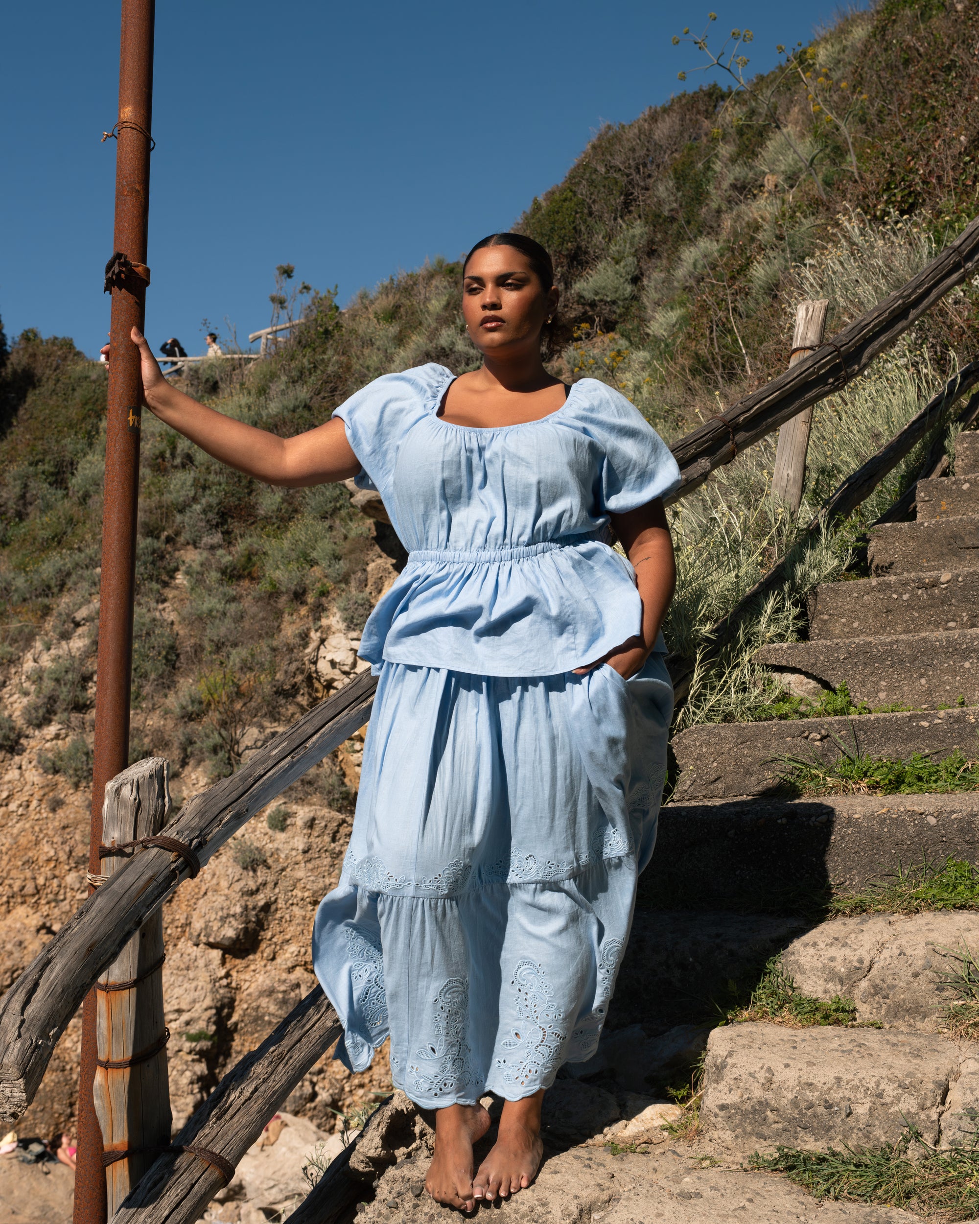 Andrea Peplum Linen Top - Cielo Blue | Plus Size & Straight Size Women's Fashion | Universal Standard