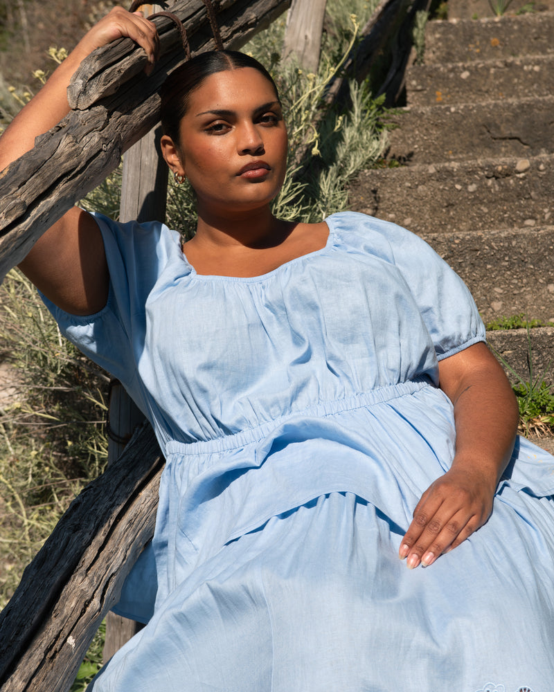 Andrea Peplum Linen Top - Cielo Blue | Plus Size & Straight Size Women's Fashion | Universal Standard