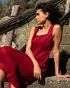 Saulay Square Neck Linen Midi Dress - Vibrant Red | Plus Size & Straight Size Women's Fashion | Universal Standard