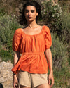 Andrea Peplum Linen Top - Italian Orange | Plus Size & Straight Size Women's Fashion | Universal Standard