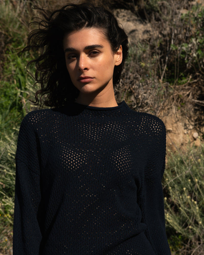 Positano Pointelle Mock Neck Sweater - Black | Plus Size & Straight Size Women's Fashion | Universal Standard