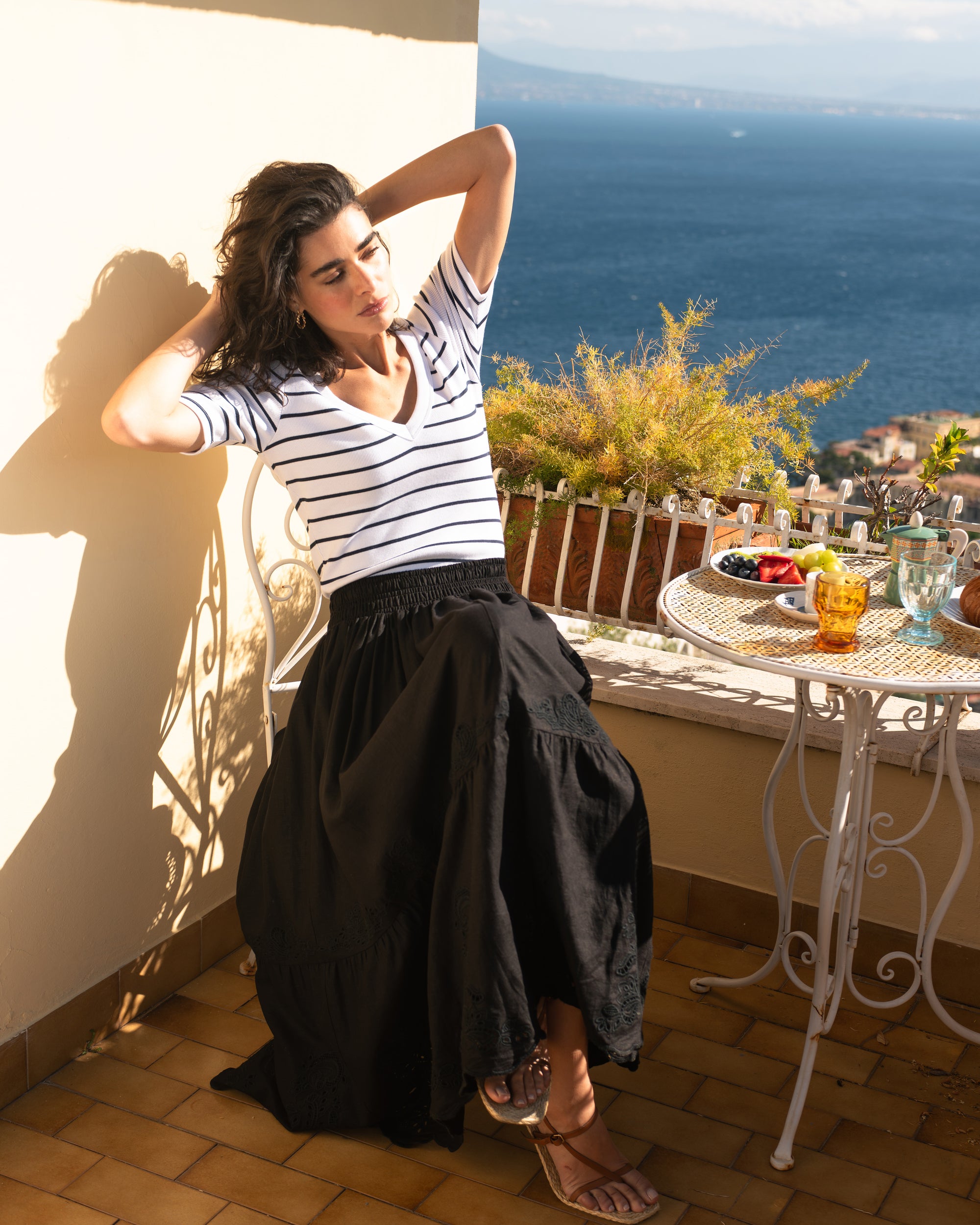 Tosca Embroidered Linen Maxi Skirt - Black | Plus Size & Straight Size Women's Fashion | Universal Standard