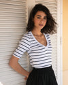 Classic V-Neck Ribbed Tee - Nautical Navy Stripe | Plus Size & Straight Size Women's Fashion | Universal Standard