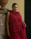 Adelaide Embroidered Sleeveless Linen Shirt - Vibrant Red | Plus Size & Straight Size Women's Fashion | Universal Standard