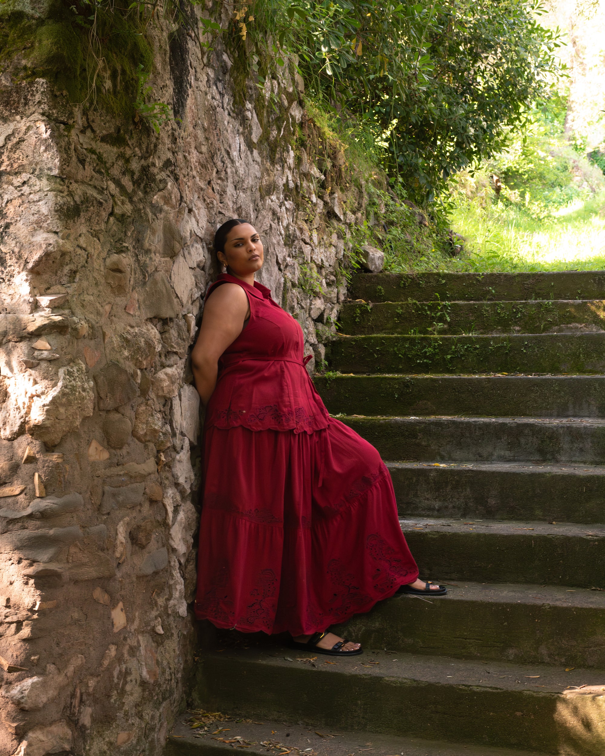 Tosca Embroidered Linen Maxi Skirt - Vibrant Red | Plus Size & Straight Size Women's Fashion | Universal Standard