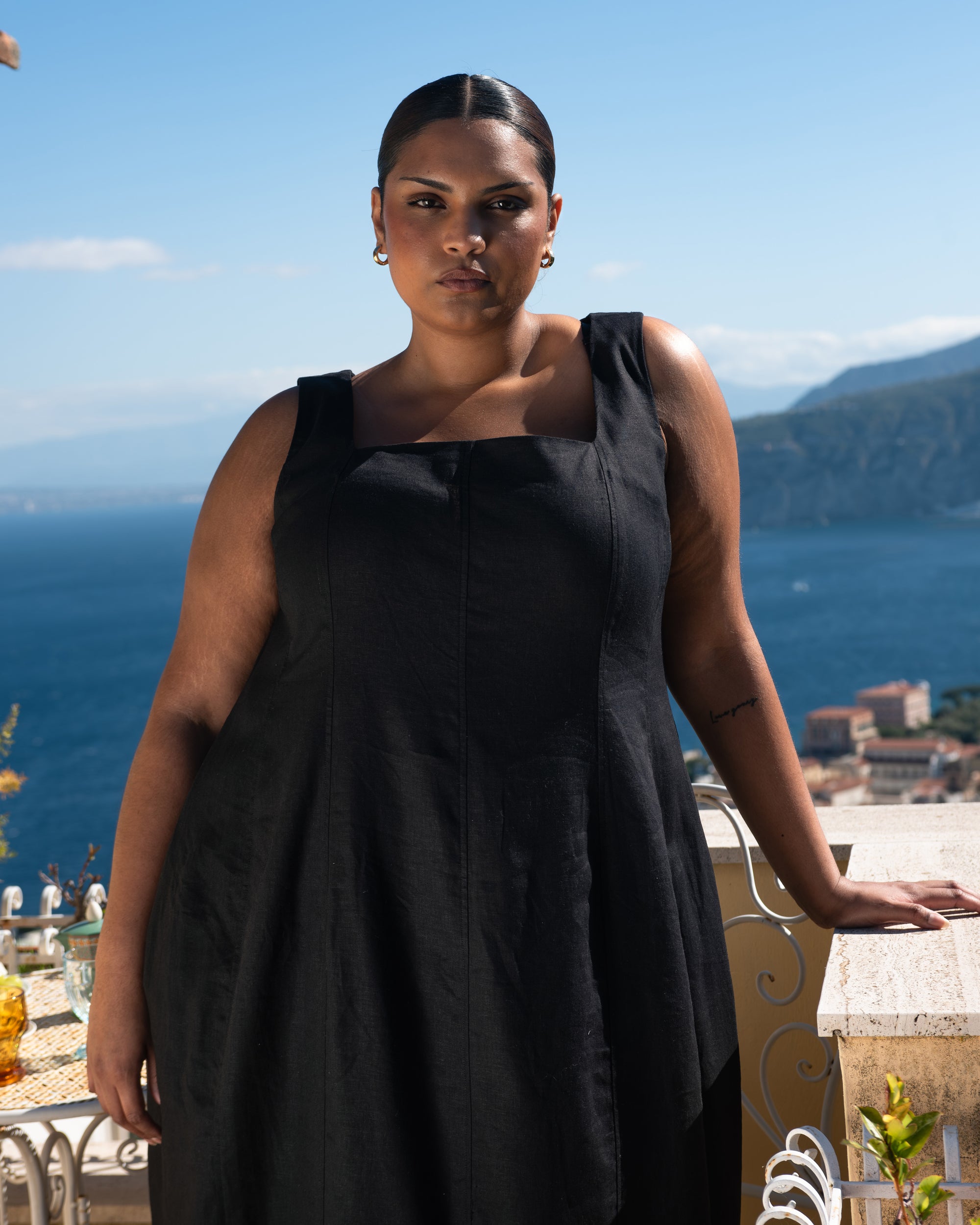Saulay Square Neck Linen Midi Dress - / Black- SizeXS - by Universal Standard Saulay Square Neck Linen Midi Dress - / Black- SizeXS - by Universal Standard