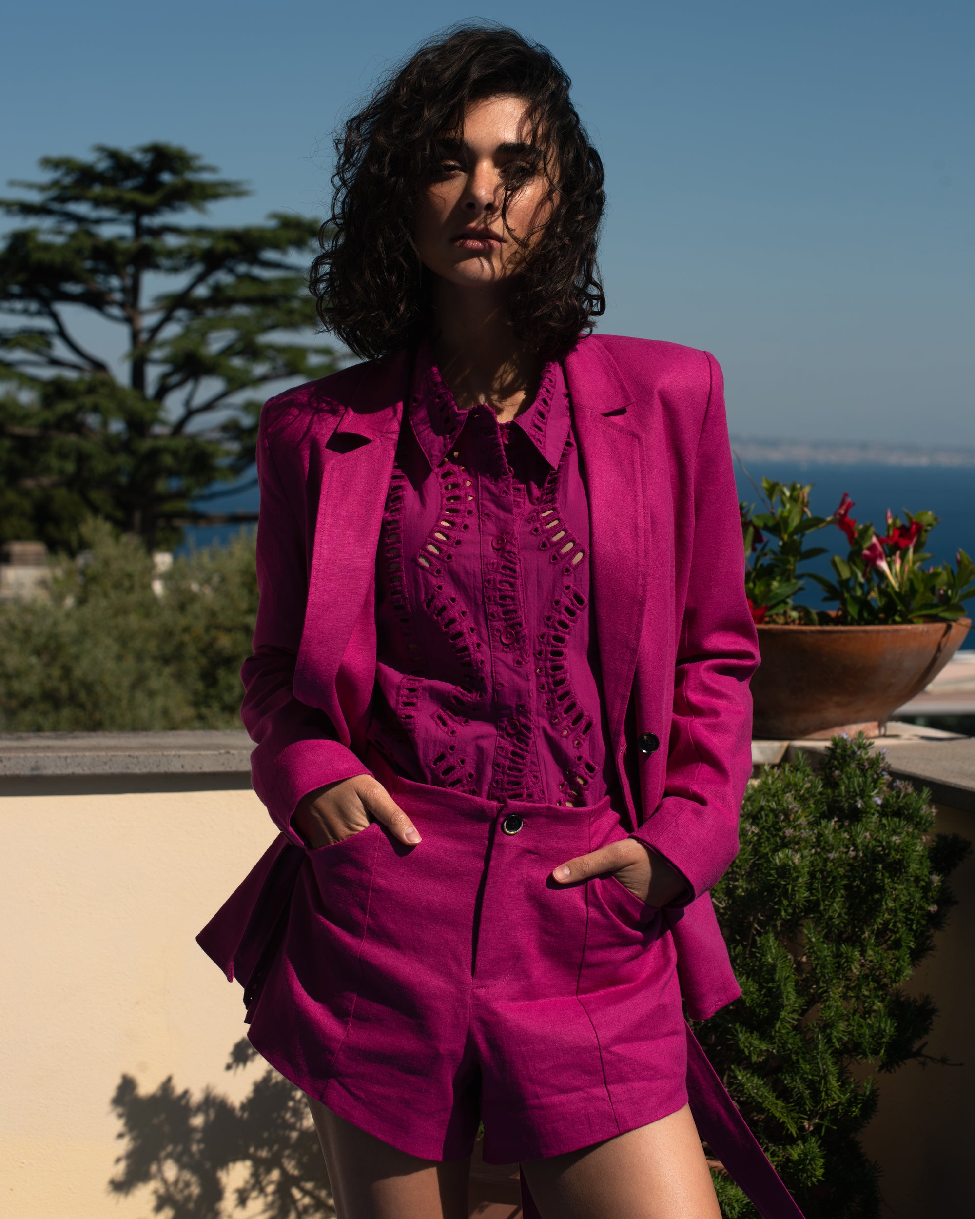 The Embroidered Artist Poplin Shirt - Hyper Pink | Plus Size & Straight Size Women's Fashion | Universal Standard