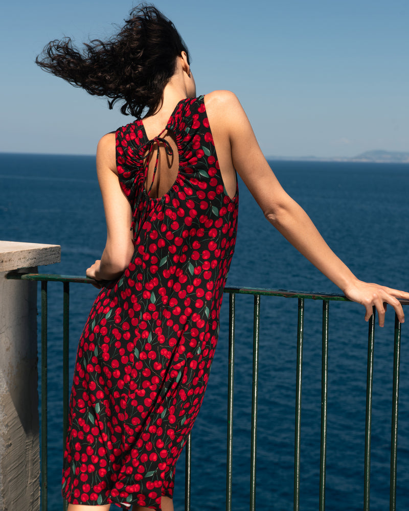 Lila Tie-Back Liquid Jersey Dress - Very Cherry Print | Plus Size & Straight Size Women's Fashion | Universal Standard
