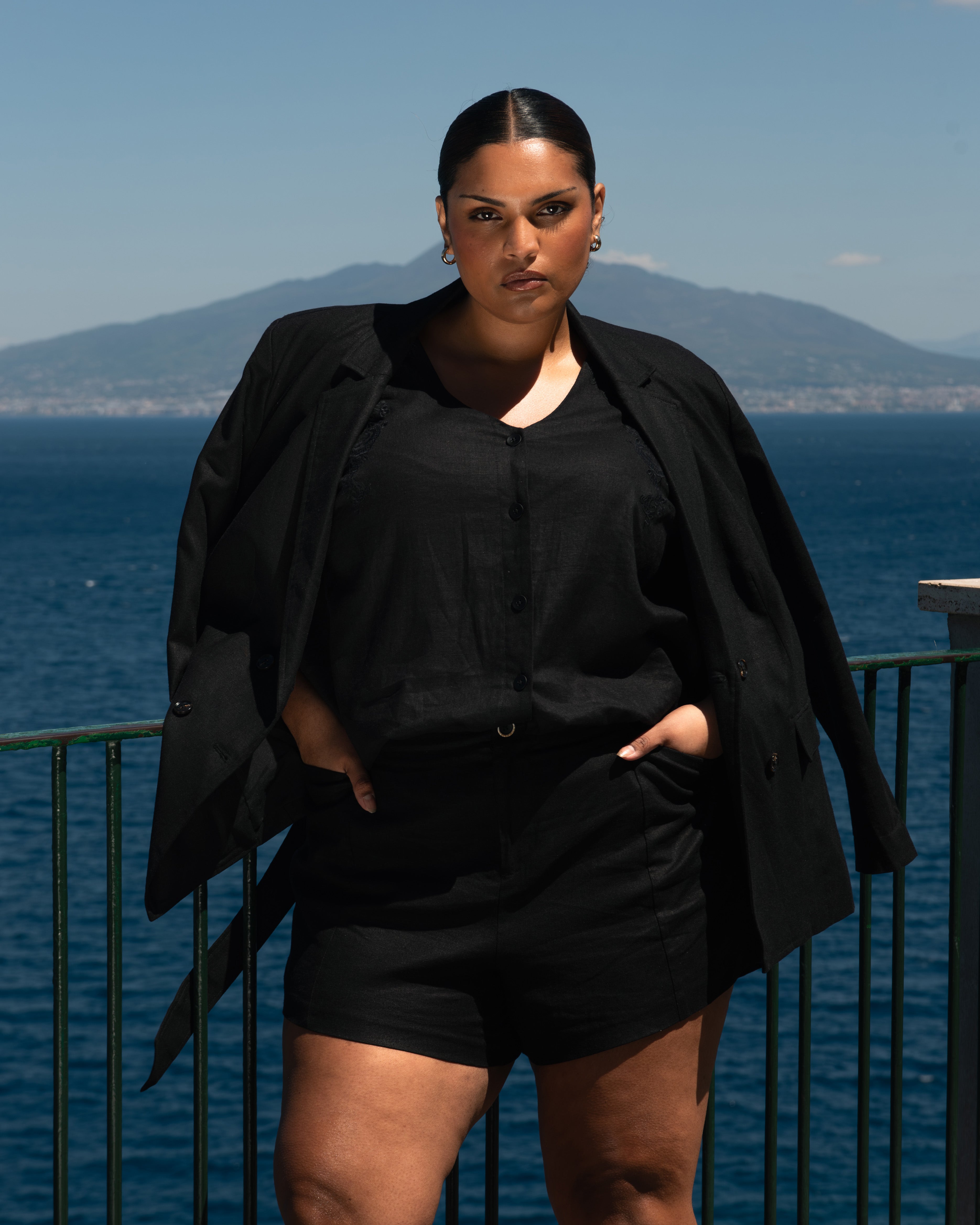 Belted Double Breasted Linen Blazer - Black | Plus Size & Straight Size Women's Fashion | Universal Standard